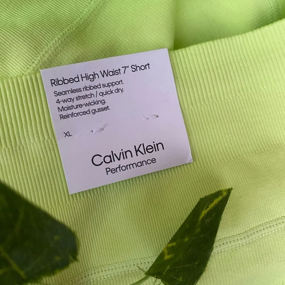 Calvin Klein performance High Waist Athletic Biker Shorts Brat Green Seamless